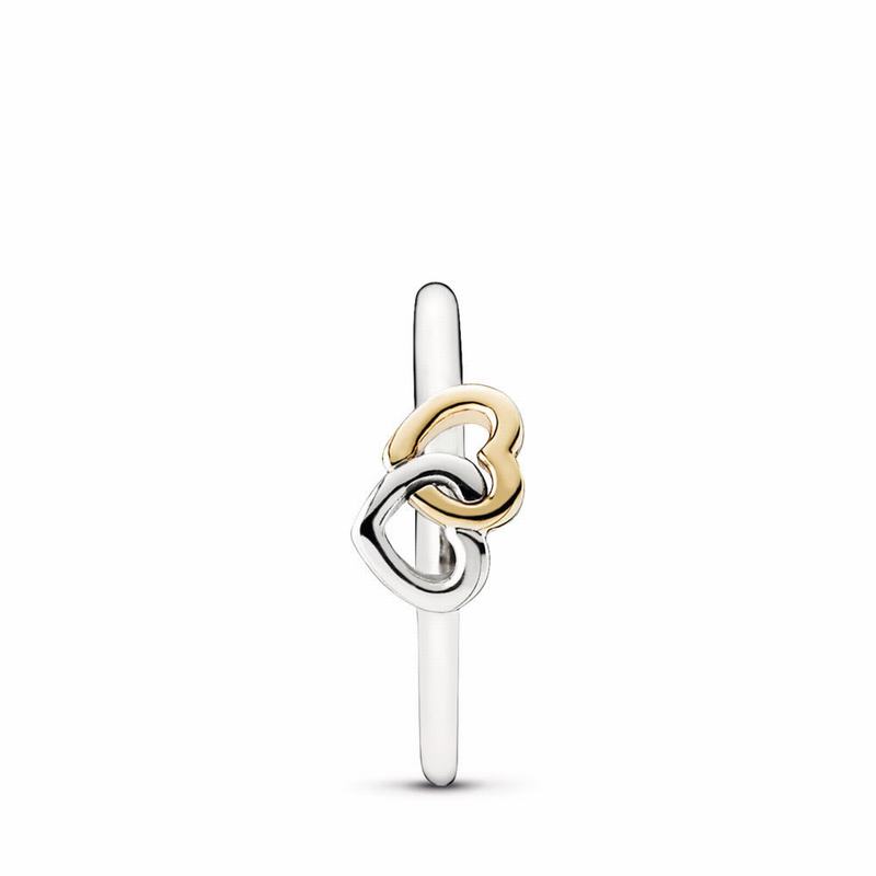 Pandora Australia Heart To Heart Promise Ring - Two Tone | EIYXZH419